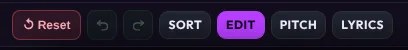 The Reset, Undo and Redo buttons in the header, followed by the SORT button and the active EDIT button
